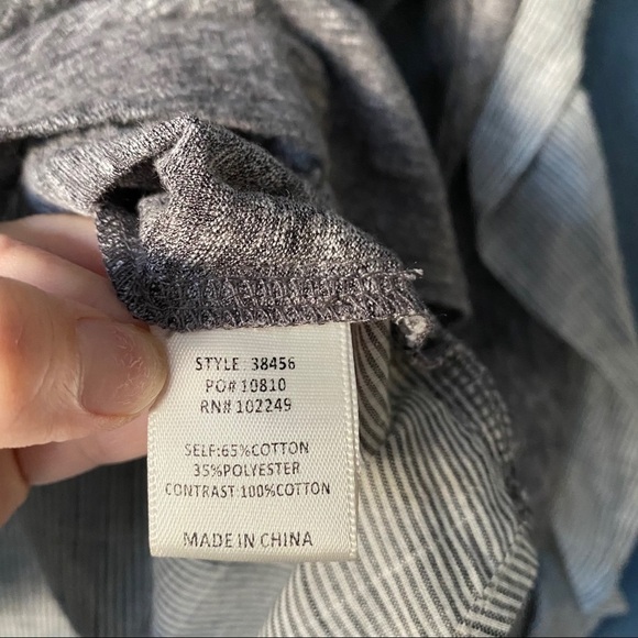 Skies Are Blue Gray Ruffle Sleeve Mixed Print Top - Picture 5 of 7